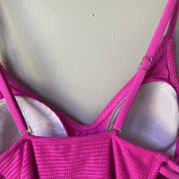 Xhilaration Mesh One Piece Swimsuit Swimwear Bathing Strappy Ladder Sides Pink S - Picture 7 of 16